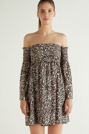 Dámské Šaty Tezenis Off-the-Shoulder Long Sleeve Plain Weave Červené | CZ-UC9745136