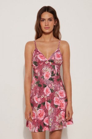 Dámské Šaty Tezenis V-Neck Mini Růžové Růžové | CZ-RM2681593