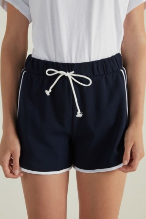 Dámské Šortky Tezenis Fleece Piping Blankyt Bílé | CZ-SI3102498