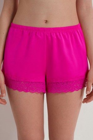 Dámské Šortky Tezenis Krajkové and Satin Růžové Fuchsie | CZ-QN2068957