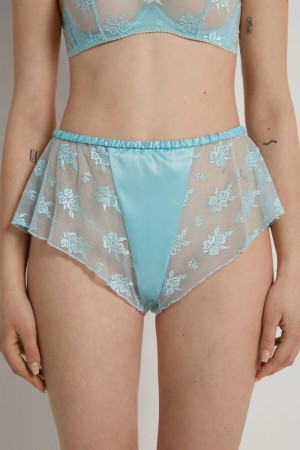 Dámské Šortky Tezenis Paradise Krajkové High-Pasem Světle Blankyt | CZ-DO4097812
