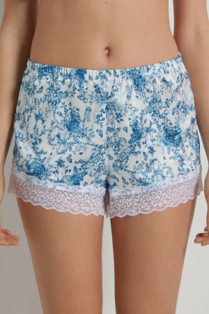 Dámské Šortky Tezenis Satin and Krajkové Světle Blankyt | CZ-AE8637540