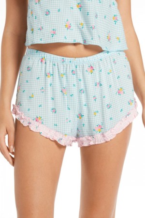 Dámské Šortky Tezenis Viscose Fabric Ruched Světle Blankyt Růžové | CZ-UW9176834