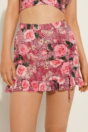 Dámské Šortky Tezenis Viscose Fabric with Side Gathering Růžové Růžové | CZ-QR9215384