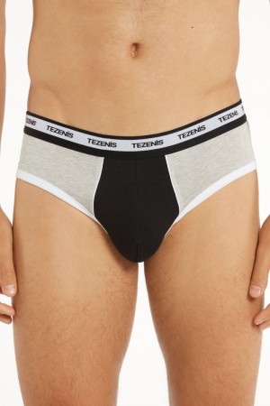 Pánské Kalhotky Tezenis Two-tone Bavlněné with Logoed Elastic Černé Šedé Bílé | CZ-DJ4305296