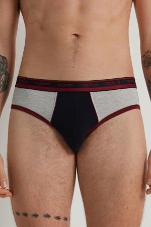 Pánské Kalhotky Tezenis Two-tone Bavlněné with Logoed Elastic Blankyt Tmavě Červené | CZ-RU1486309