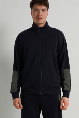 Pánské Mikina Tezenis Color Block Long-Sleeve Zip-Up Blankyt Zelene | CZ-BI1082637