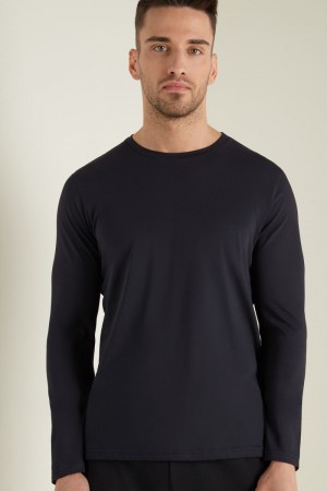 Pánské Mikina Tezenis Long Sleeve Bavlněné Crew Neck Top Blankyt | CZ-WT0183569