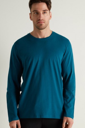 Pánské Mikina Tezenis Long Sleeve Bavlněné Crew Neck Top Blankyt Tyrkysové | CZ-IQ6093127