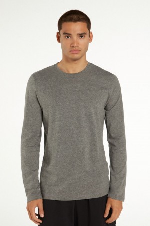 Pánské Mikina Tezenis Long Sleeve Bavlněné Crew Neck Top Šedé | CZ-MY1485390
