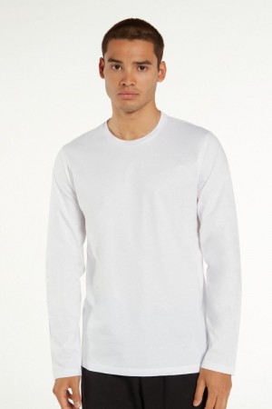 Pánské Mikina Tezenis Long Sleeve Bavlněné Crew Neck Top Bílé | CZ-LQ6397801
