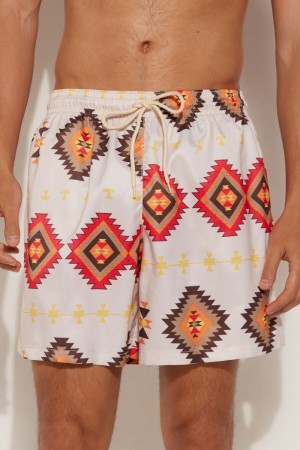 Pánské Plavky Tezenis Printed Bílé | CZ-IC2708316