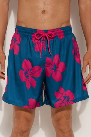 Pánské Plavky Tezenis Printed Blankyt Kytičkované | CZ-AC8265341