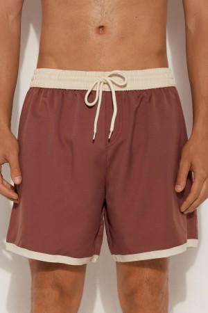 Pánské Plavky Tezenis Recycled Fabric Basic Contrasting Hnědé | CZ-EL0945362