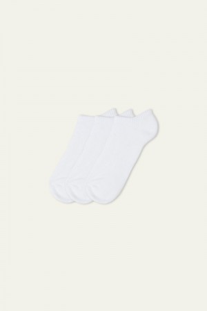 Pánské Ponožky Tezenis 3-Pair Pack Bavlněné Sportovní Ankle Bílé | CZ-UM6258097