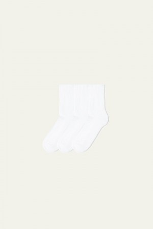 Pánské Ponožky Tezenis 3 X Krátké Sportovní Bílé | CZ-KW7206398
