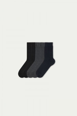 Pánské Ponožky Tezenis 5 X Krátké Warm Bavlněné Viacfarebný Černé Tmavě Šedé Blankyt | CZ-SA8309621