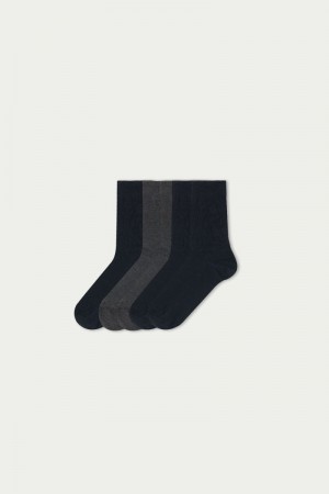 Pánské Ponožky Tezenis 5 X Krátké Warm Bavlněné Viacfarebný Blankyt Tmavě Šedé | CZ-UW7296581