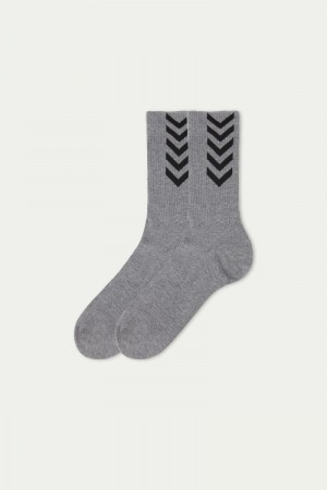 Pánské Ponožky Tezenis Patterned Bavlněné Atletické Šedé | CZ-QZ9642378