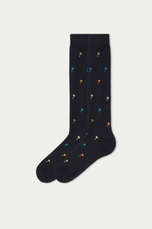 Pánské Ponožky Tezenis Printed Long Bavlněné Černé | CZ-HG6045172