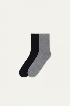 Pánské Ponožky Tezenis Thermal Bavlněné Ankle Černé Šedé | CZ-VX1497065