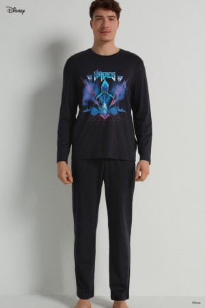 Pánské Pyžama Tezenis Full-Length Bavlněné with Disney Hades Print Černé | CZ-FU1452307