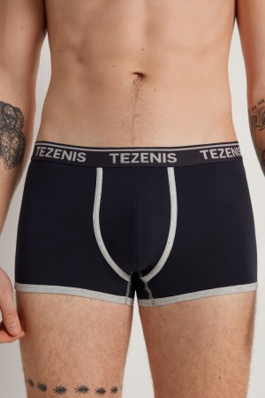 Pánské Slipy Tezenis Bavlněné Logo Boxerské with Contrasting Edging Černé | CZ-WM8921634