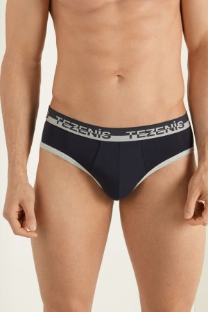 Pánské Slipy Tezenis Bavlněné with Logo Elastic Band Blankyt Světle Šedé | CZ-WJ2759468