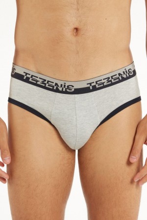 Pánské Slipy Tezenis Bavlněné with Logo Elastic Band Blankyt Světle Šedé Tmavě Blankyt | CZ-GE3096475