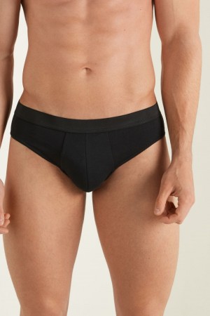 Pánské Slipy Tezenis Stretch Bavlněné Brief Černé | CZ-DM8725916