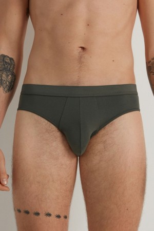Pánské Slipy Tezenis Stretch Bavlněné Brief Zelene | CZ-TN4019723