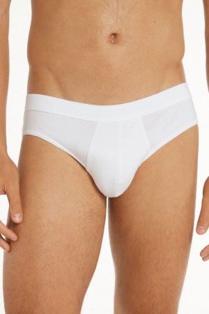 Pánské Slipy Tezenis Stretch Bavlněné Brief Bílé | CZ-AH8172309