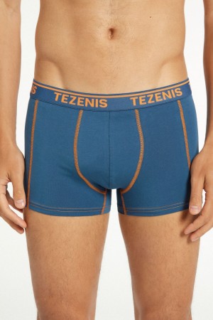Pánské Spodní Prádlo Tezenis Bavlněné Logo Boxers with Contrasting Trim Blankyt Oranžové | CZ-LG1053684