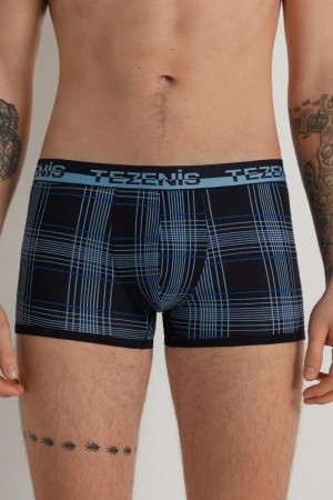 Pánské Spodní Prádlo Tezenis Printed Bavlněné Boxers with Logo Elastic Waistband Blankyt | CZ-OX4821095