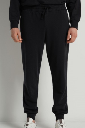 Pánské Tepláky Tezenis Sweatpants with Pockets and Text Černé Zelene | CZ-WT4392650