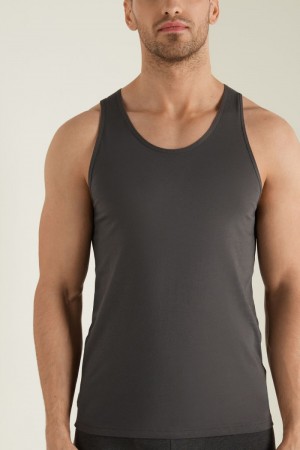 Pánské Tílko Tezenis Bavlněné Jersey Undershirt Tmavě Šedé | CZ-BP9510246