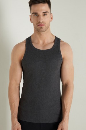 Pánské Tílko Tezenis Žebrovaný Bavlněné Undershirt Šedé | CZ-JA6250314
