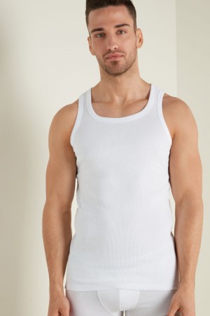 Pánské Tílko Tezenis Žebrovaný Bavlněné Undershirt Bílé | CZ-GC9652714