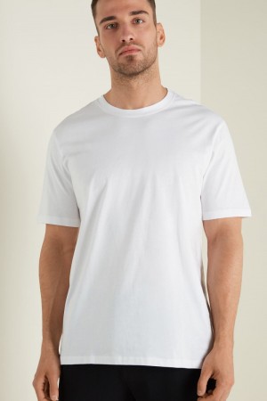 Pánské Tričko Tezenis Basic Loose Fitting Bavlněné Bílé | CZ-OM3798620
