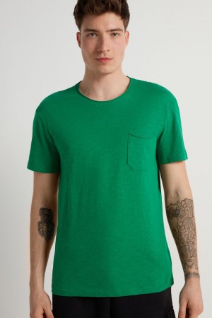 Pánské Tričko Tezenis Bavlněné with Breast Pocket Zelene | CZ-JF9760412