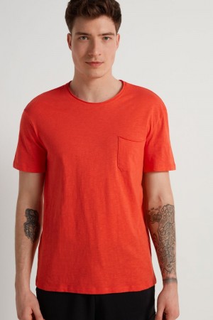 Pánské Tričko Tezenis Bavlněné with Breast Pocket Oranžové Tmavě Oranžové | CZ-KH0581237