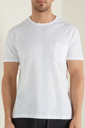 Pánské Tričko Tezenis Bavlněné with Breast Pocket Bílé | CZ-BZ5301649
