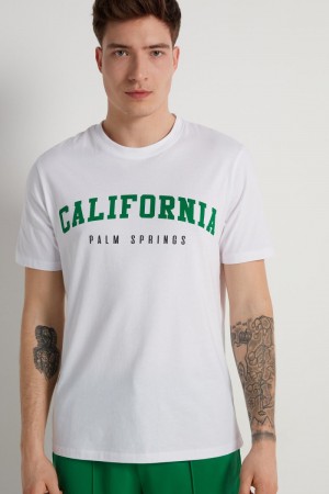 Pánské Tričko Tezenis Printed Bavlněné Bílé | CZ-SO8516034