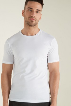 Pánské Tričko Tezenis Stretch Bavlněné Bílé | CZ-MJ7032169