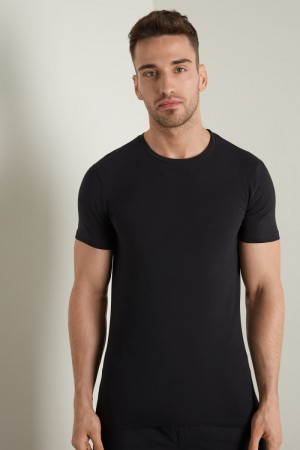 Pánské Tričko Tezenis Stretch Bavlněné Černé | CZ-GI6752103