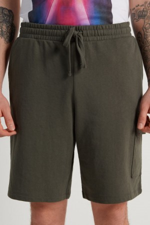 Pánské Šortky Tezenis Fleece Cargo Zelene | CZ-KL5316472